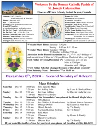 Sunday December 8, 2024
